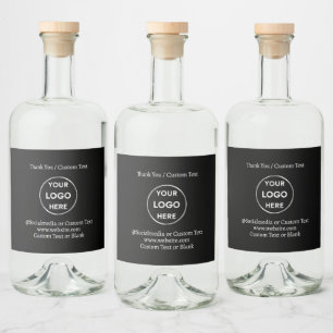 Étiquettes Pour Bouteilles De Liqueur Black Custom Logo Texte Moderne Minimaliste Entrep