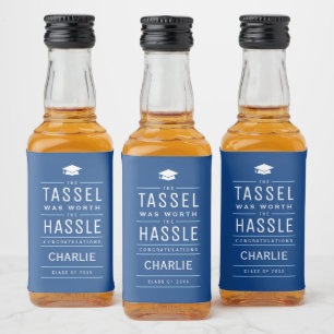 Étiquettes Pour Bouteilles De Liqueur Bleu le goût valait la peine Graduation