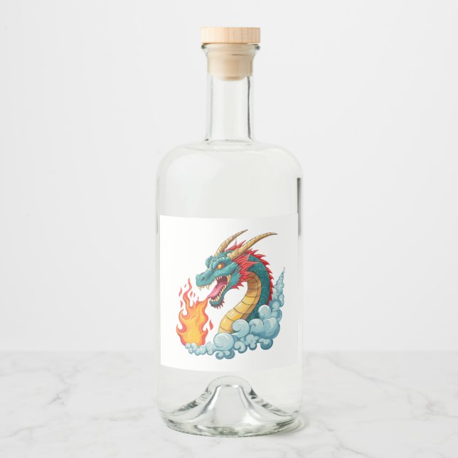 Étiquettes Pour Bouteilles De Liqueur Blue horned dragon (Devant)
