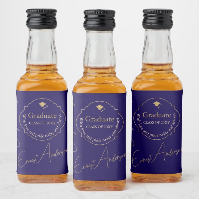 Étiquettes Pour Bouteilles De Liqueur Blue Modern Félicitations Diplômé (Bouteilles)