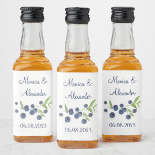 Étiquettes Pour Bouteilles De Liqueur Blueberries Fruits bleuets Mariage d'été
