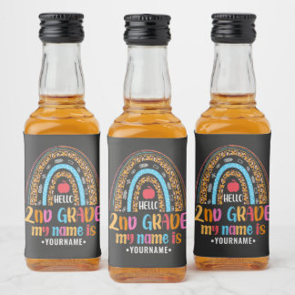 Étiquettes Pour Bouteilles De Liqueur Bonjour Deuxième Année Retour À L'École Cadeau