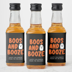 Étiquettes Pour Bouteilles De Liqueur Booze Adult Halloween Ghost Black
