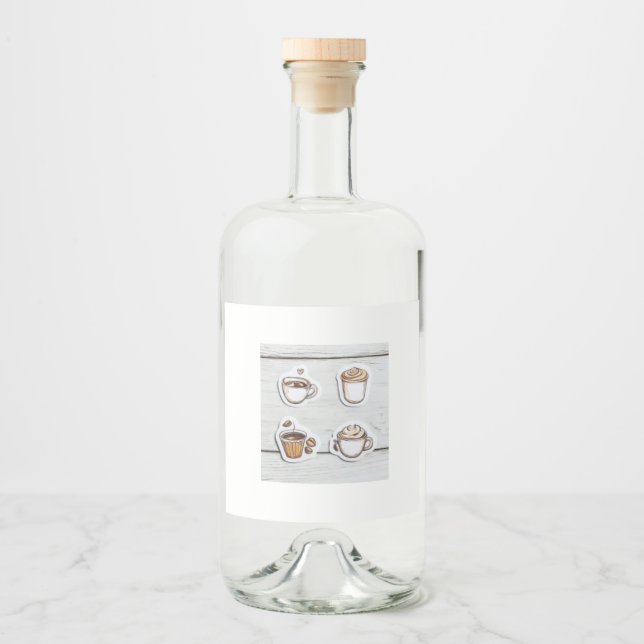 Étiquettes Pour Bouteilles De Liqueur botella con tazas (Devant)