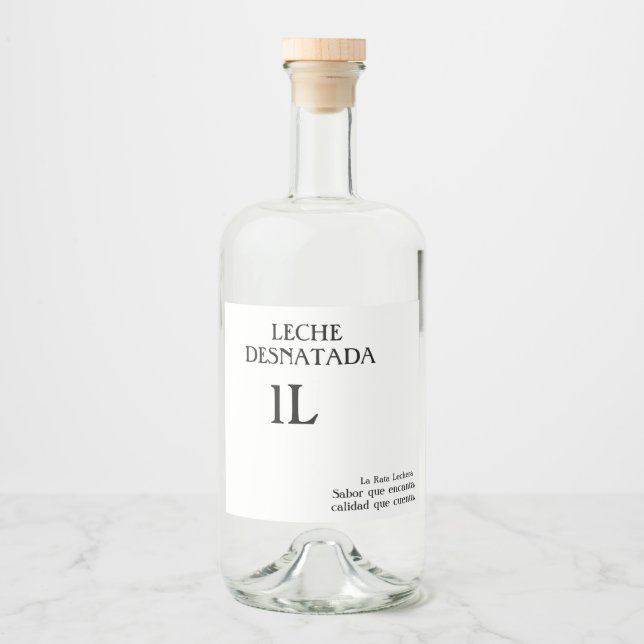 Étiquettes Pour Bouteilles De Liqueur Botella de leche desnatada 1L. (Devant)