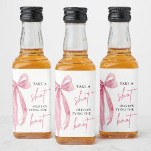 Étiquettes Pour Bouteilles De Liqueur Bow rose vif Elle noue la Fête des mariées de noeu