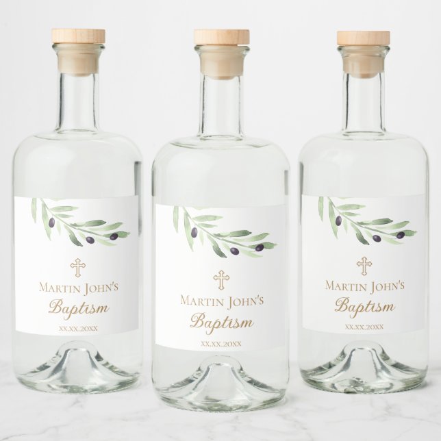 Étiquettes Pour Bouteilles De Liqueur branche d'olivier Baptême (Bouteilles)