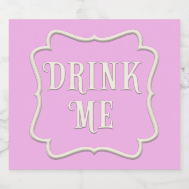 Étiquettes Pour Bouteilles De Liqueur "Buvez-moi" Wonderland Tea Party Fancity Rose (Étiquettes simples)