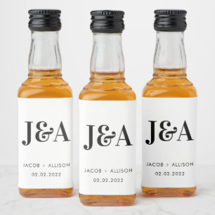 Étiquettes Pour Bouteilles De Liqueur cadeau de mariage élégant monogramme pour cortège 