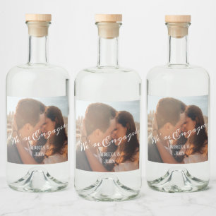 Étiquettes Pour Bouteilles De Liqueur Calligraphie moderne Fiançailles photo personnalis