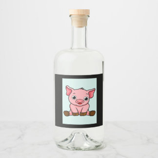 Étiquettes Pour Bouteilles De Liqueur Cartoon Pig_Pig Lover