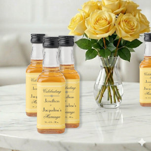 Étiquettes Pour Bouteilles De Liqueur Célébration de Mariage Jaune Ensoleillé Écriture É