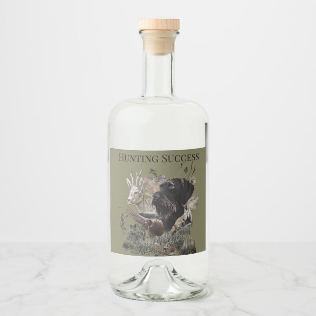 Étiquettes Pour Bouteilles De Liqueur Chasse réussie, Deutsch Drahthaar (Devant)
