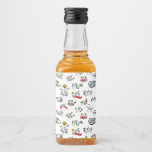 Étiquettes Pour Bouteilles De Liqueur Chats amusants, lait et magie.