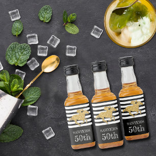 Étiquettes Pour Bouteilles De Liqueur Cheval de course de Parties scintillant d'or Faux