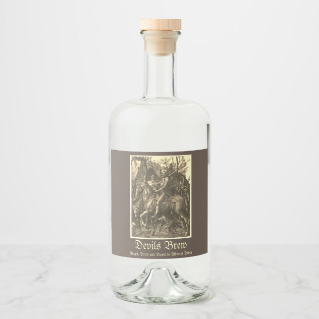 ÉTIQUETTES POUR BOUTEILLES DE LIQUEUR CHEVALIER, MORT ET DIABLE (Devant)