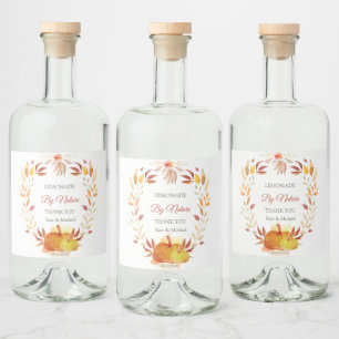 Étiquettes Pour Bouteilles De Liqueur Citrouille d'aquarelle Floral