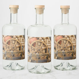 Étiquettes Pour Bouteilles De Liqueur Citrouilles et Roue de la charrette rurale en bois