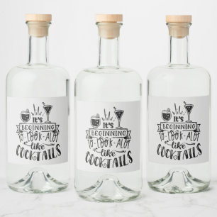 Étiquettes Pour Bouteilles De Liqueur cocktails de Noël