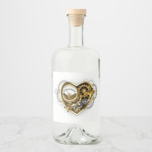 Étiquettes Pour Bouteilles De Liqueur Coeur vapeur avec un manomètre