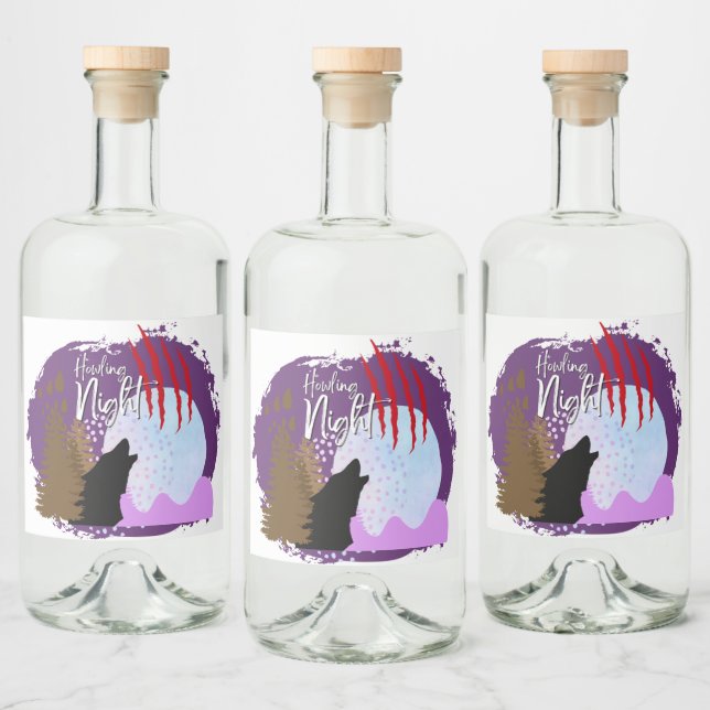 Étiquettes Pour Bouteilles De Liqueur Collection de timbres d'Halloween "Howling Night" (Bouteilles)
