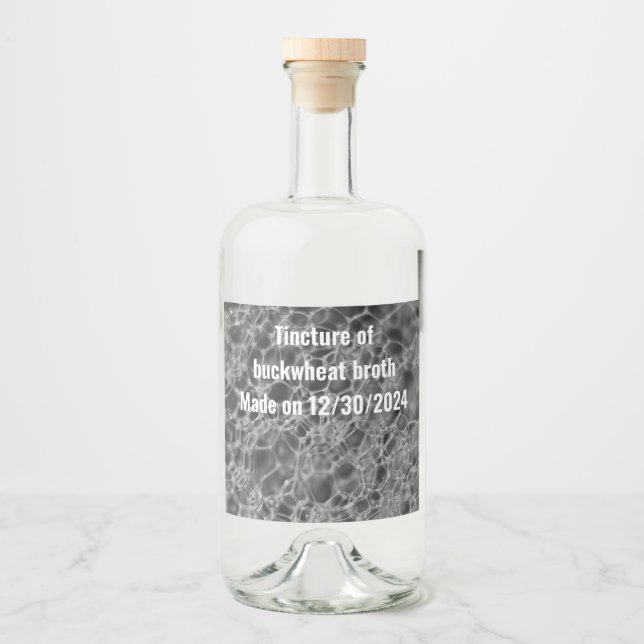 Étiquettes Pour Bouteilles De Liqueur Conception de bulles grises (Devant)