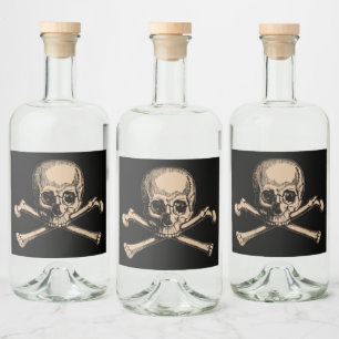 Étiquettes Pour Bouteilles De Liqueur Crâne et os croisés 2
