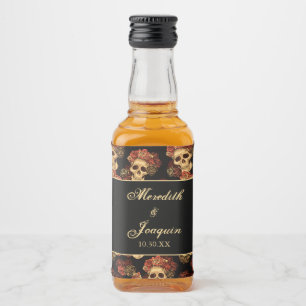Étiquettes Pour Bouteilles De Liqueur Crânes Mariages gothiques Noir Rose rouge Personna