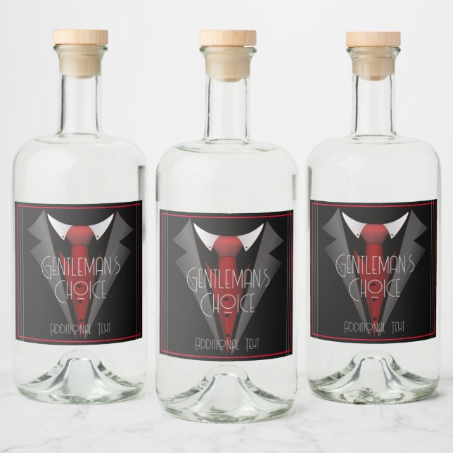 Étiquettes Pour Bouteilles De Liqueur Cravate rouge élégante (Bouteilles)