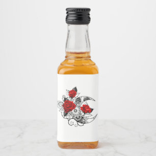 Étiquettes Pour Bouteilles De Liqueur Croissant mécanique avec roses rouges