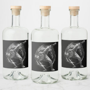 Étiquettes Pour Bouteilles De Liqueur Décor Style urbain Monochrome Motion Art