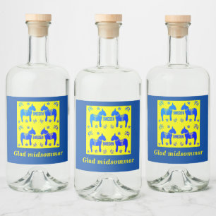 Étiquettes Pour Bouteilles De Liqueur design scandinave, Personnalisé Glad midsommar
