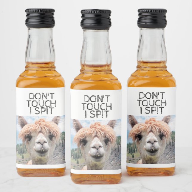 Étiquettes Pour Bouteilles De Liqueur Drôle Alpaca Llama Ne touche pas Je crache (Bouteilles)