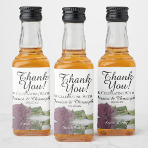Étiquettes Pour Bouteilles De Liqueur Dusty Mauve, reflet du Mariage Rose Merci Mini