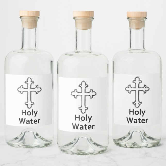 Étiquettes Pour Bouteilles De Liqueur Église Baptême d'eau sainte Croix chrétienne (Bouteilles)