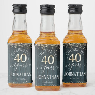 Étiquettes Pour Bouteilles De Liqueur Elégant Gold 40th Birthday Scriptt