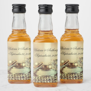 Étiquettes Pour Bouteilles De Liqueur Elegant Gold Date Nom Mariage de script