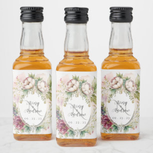Étiquettes Pour Bouteilles De Liqueur Élégant Mariage Floral Rustique