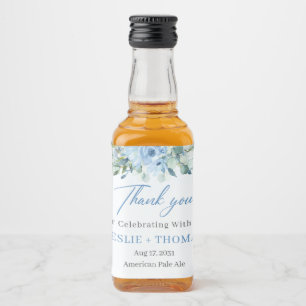 Étiquettes Pour Bouteilles De Liqueur Elégante aquarelle bleu poussiéreuse à fleurs euca