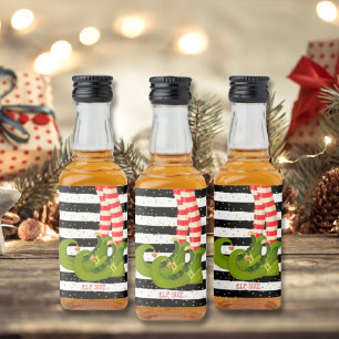 Étiquettes Pour Bouteilles De Liqueur Elfed Up Black White Stripes Christmas Mini