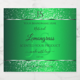 Étiquettes Pour Bouteilles De Liqueur Emerald Green avec initiales de Parties scintillan