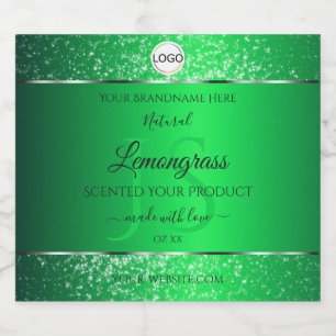 Étiquettes Pour Bouteilles De Liqueur Emerald Green Logo Initiales Parties scintillant É