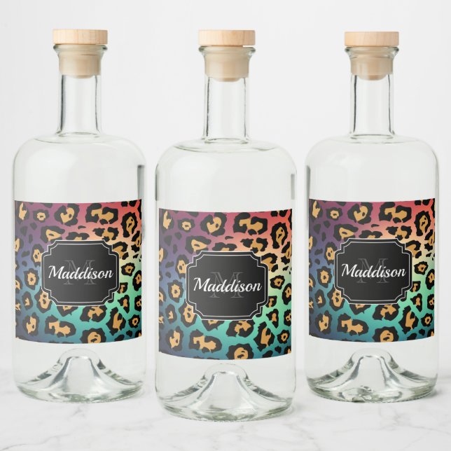 Étiquettes Pour Bouteilles De Liqueur Empreinte de léopard moderne (Bouteilles)