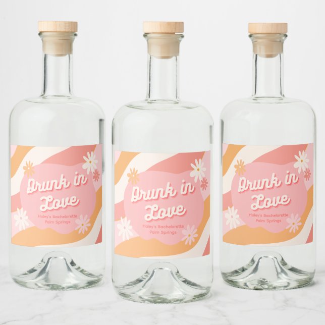 Étiquettes Pour Bouteilles De Liqueur Enterrement de vie de jeune fille ivre d'amour rét (Bouteilles)
