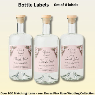 Étiquettes Pour Bouteilles De Liqueur Étiquettes de bouteilles, roses roses & colombes