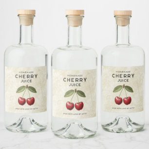 Étiquettes Pour Bouteilles De Liqueur Étiquettes de jus de cerise fait maison style vint