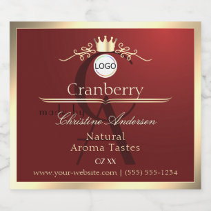 Étiquettes Pour Bouteilles De Liqueur Étiquettes de produit Rouge Vin Logo Cadre Or Mono