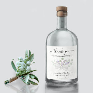 Étiquettes Pour Bouteilles De Liqueur Eucalyptus et Lavender Merci Mariage rustique