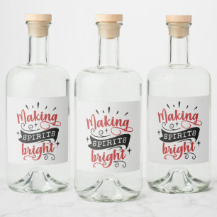Étiquettes Pour Bouteilles De Liqueur faire des esprits fête de Noël brillante