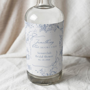 Étiquettes Pour Bouteilles De Liqueur Fête de mariage Floral Something Blue